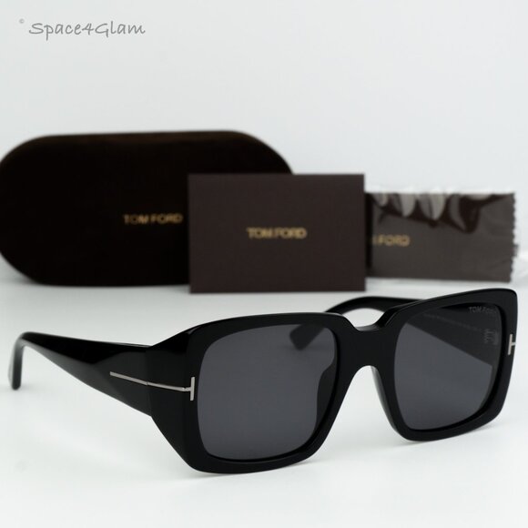 BRAND NEW Tom Ford FT1035-N RYDER 01A Shiny Black Grey Square Women Sunglesses main image 9
